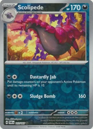 Scolipede - 117/167 - Uncommon Reverse Holo Scarlet &amp; Violet: Twilight Masquerade Reverse Holo Singles