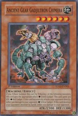 Ancient Gear Gadjiltron Chimera - SD10-EN002 - Common 1st Edition Structure Deck: Machine Re-Volt 1st Edition Singles