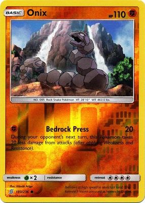 Onix - 103/236 - Common Reverse Holo Sun &amp; Moon: Unified Minds Reverse Holo Singles