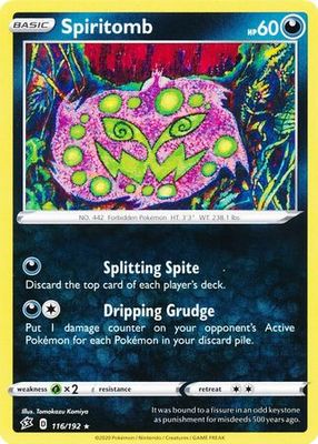 Spiritomb - 116/192 - Rare Sword &amp; Shield: Rebel Clash Singles