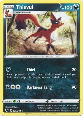 Thievul - 126/202 - Rare Sword &amp; Shield (Base Set) Singles