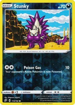 Stunky - 114/192 - Common Reverse Holo Sword &amp; Shield: Rebel Clash Reverse Holo Singles