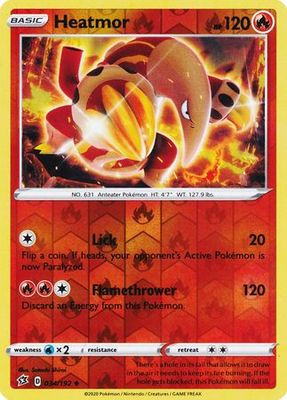 Heatmor - 034/192 - Uncommon Reverse Holo Sword &amp; Shield: Rebel Clash Reverse Holo Singles