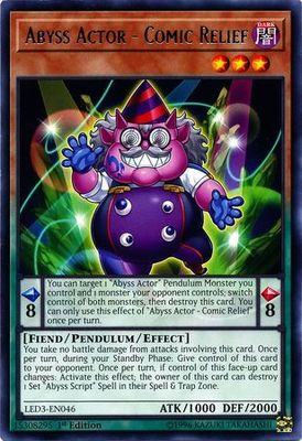 Abyss Actor - Comic Relief - LED3-EN046 - Rare 1st Edition Legendary Duelists: White Dragon Abyss Singles