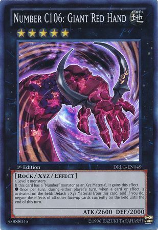 Number C106: Giant Red Hand - DRLG-EN049 - Super Rare 1st Edition Dragons of Legend 1st Edition Singles