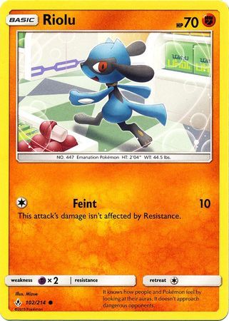 Riolu - 102/214 - Common Sun &amp; Moon: Unbroken Bonds Singles (Español)