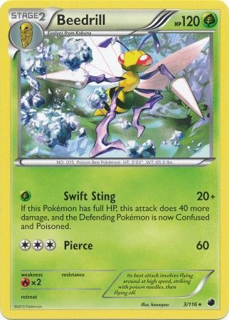 Beedrill - 3/116 - Rare Black &amp; White 9: Plasma Freeze Singles