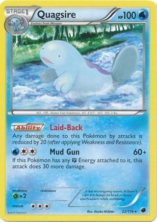 Quagsire - 22/116 - Rare Black &amp; White 9: Plasma Freeze Singles