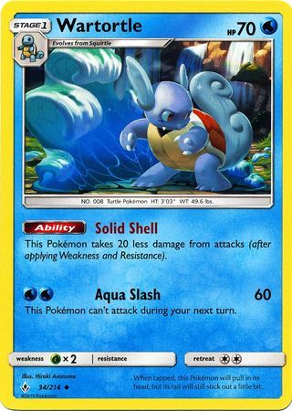 Wartortle - 34/214 - Uncommon Sun &amp; Moon: Unbroken Bonds Singles
