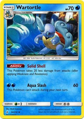 Wartortle - 34/214 - Uncommon Sun &amp; Moon: Unbroken Bonds Singles