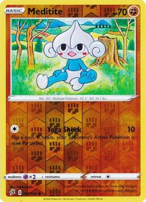 Meditite - 097/192 - Common Reverse Holo Sword &amp; Shield: Rebel Clash Reverse Holo Singles
