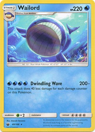 Wailord - 40/168 - Rare Sun &amp; Moon: Celestial Storm Singles