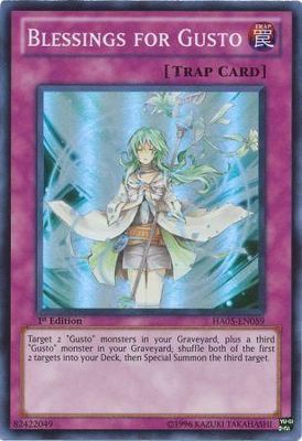 Blessings for Gusto - HA05-EN059 - Super Rare 1st Edition Hidden Arsenal 5 1st Edition Singles (español)