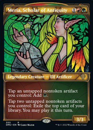 Meria, Scholar of Antiquity 305 - Showcase Stained Glass Dominaria United Collector Booster Singles