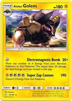 Alolan Golem - 37/181 - Rare Sun &amp; Moon: Team Up Singles