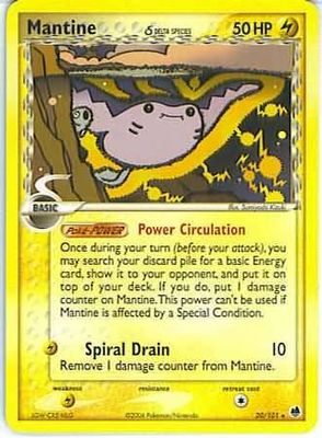 Mantine (Delta Species) - 20/101 - Rare Ex Dragon Frontiers Singles