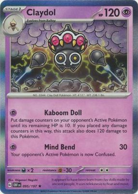 Claydol - 095/197 - Holo Rare Scarlet &amp; Violet: Obsidian Flames Singles