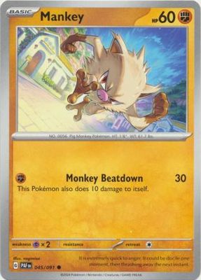 Mankey - 045/091 - Common Scarlet &amp; Violet: Paldean Fates Singles