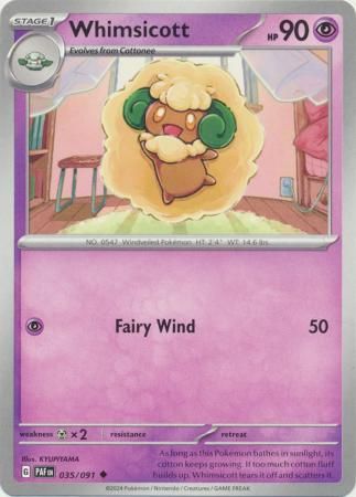 Whimsicott - 035/091 - Uncommon Scarlet &amp; Violet: Paldean Fates Singles