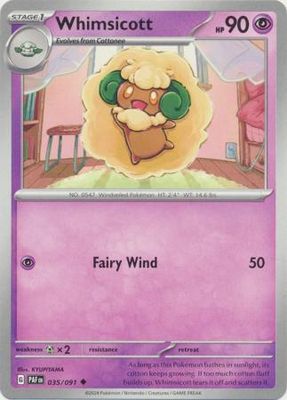 Whimsicott - 035/091 - Uncommon Scarlet &amp; Violet: Paldean Fates Singles
