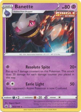 Banette - 063/198 - Rare Sword &amp; Shield: Chilling Reign Singles