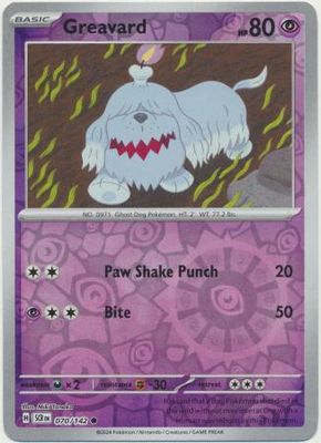 Greavard - 070/142 - Common Reverse Holo Scarlet &amp; Violet: Stellar Crown Reverse Singles