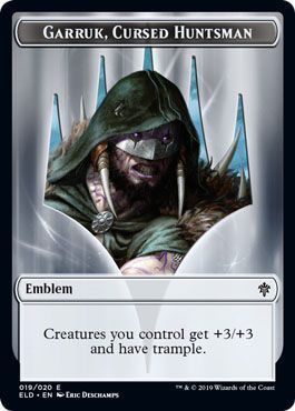 Emblem - Garruk, Cursed Huntsman 019/020 Throne of Eldraine Singles