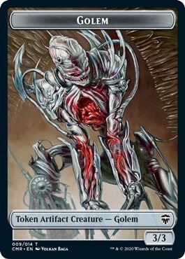 Golem // Rock Double-Sided Token - Commander Legends (Foil) Commander Legends