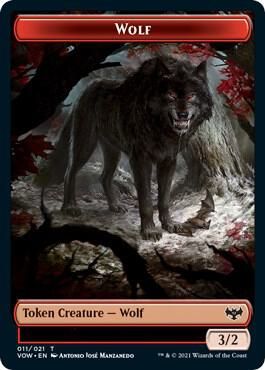 Wolf (011) // Treasure Double-Sided Token - Innistrad: Crimson Vow (Foil) Innistrad: Crimson Vow