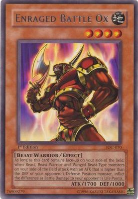 Enraged Battle Ox - IOC-070 - Rare 1st Edition Invasion of Chaos [IOC] 1st Edition Singles