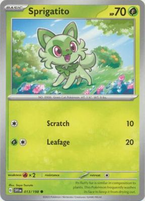 SH Sprigatito - 013/198 - Common Scarlet &amp; Violet (Base Set) Singles