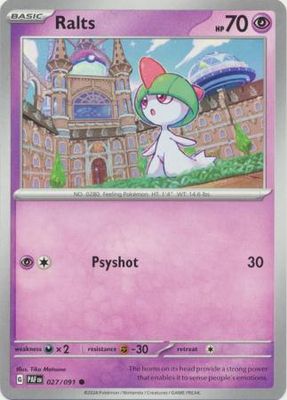 Ralts - 027/091 - Common Scarlet &amp; Violet: Paldean Fates Singles