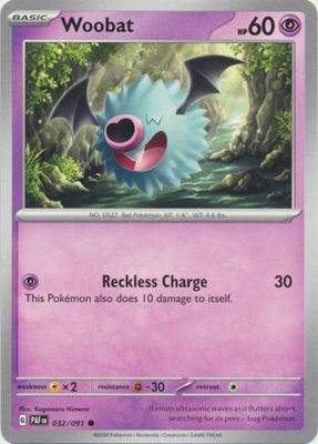 Woobat - 032/091 - Common Scarlet &amp; Violet: Paldean Fates Singles