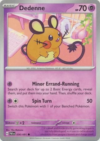 Dedenne - 036/091 - Common Scarlet &amp; Violet: Paldean Fates Singles