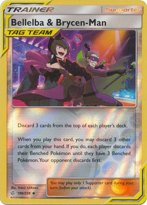Bellelba &amp; Brycen-Man - 186/236 - Uncommon Reverse Holo Sun &amp; Moon: Cosmic Eclipse Reverse Holo Singles