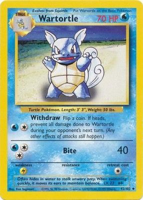 Wartortle - 42/102 - Uncommon Unlimited Base Set Unlimited Singles *Danado*