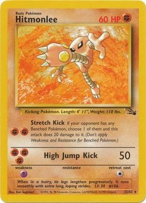 Hitmonlee - 22/62 - Rare Unlimited Fossil Unlimited Singles *Danada*