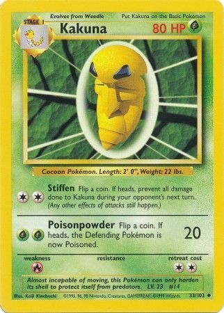 Kakuna - 33/102 - Uncommon Unlimited Base Set Unlimited Singles *Danado*