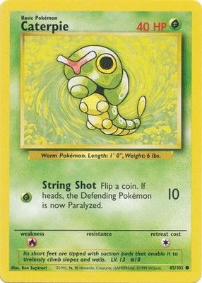 SH Caterpie - 45/102 - Common Unlimited Base Set Unlimited Singles