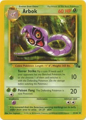SH Arbok - 31/62 - Uncommon Unlimited Fossil Unlimited Singles