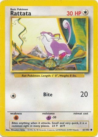 Rattata - 61/102 - Common Unlimited Base Set Unlimited Singles