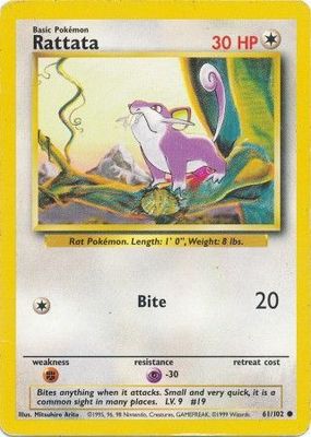 SH Rattata - 61/102 - Common Unlimited Base Set Unlimited Singles