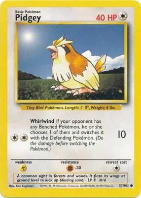 SH Pidgey - 57/102 - Common Unlimited Base Set Unlimited Singles