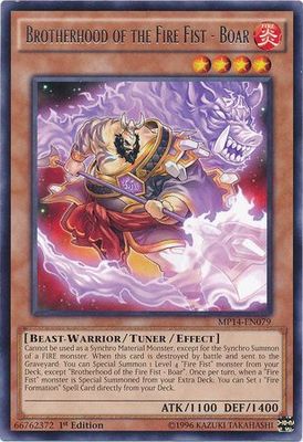 SH Brotherhood of the Fire Fist - Boar - MP14-EN079 - Rare 1st Edition Yu-Gi-Oh! 2014 Mega-Tins Singles