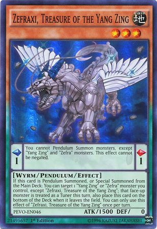 Zefraxi, Treasure of the Yang Zing - PEVO-EN046 - Super Rare 1st Edition Pendulum Evolution Singles