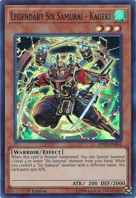 SH Legendary Six Samurai - Kageki - SPWA-EN043 - Super Rare 1st Edition Spirit Warriors Singles