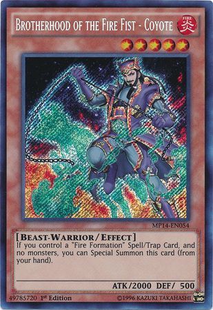 Brotherhood of the Fire Fist - Coyote - MP14-EN054 - Secret Rare 1st Edition Yu-Gi-Oh! 2014 Mega-Tins Singles