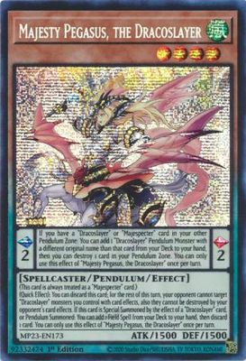 SH Majesty Pegasus, the Dracoslayer - MP23-EN173 - Prismatic Secret Rare 1st Edition Mega Tin 2023 Dueling Heroes Singles