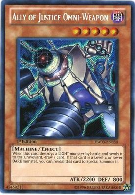 Ally of Justice Omni-Weapon - HA03-EN050 - Secret Rare 1st Edition Hidden Arsenal 3 [HA03] 1st Edition Singles