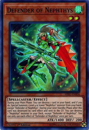 SH Defender of Nephthys - HISU-EN004 - Super Rare 1st Edition Hidden Summoners Singles
